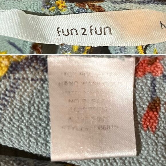 Fun2Fun Floral Flutter Sleeve Cutout Back Blouse Muted Green Multicolor M - Picture 11 of 11